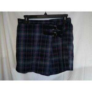 SO Plaid Mini Skirt Buckle Detail Elastic Waist‎ Casual Cute Size 9